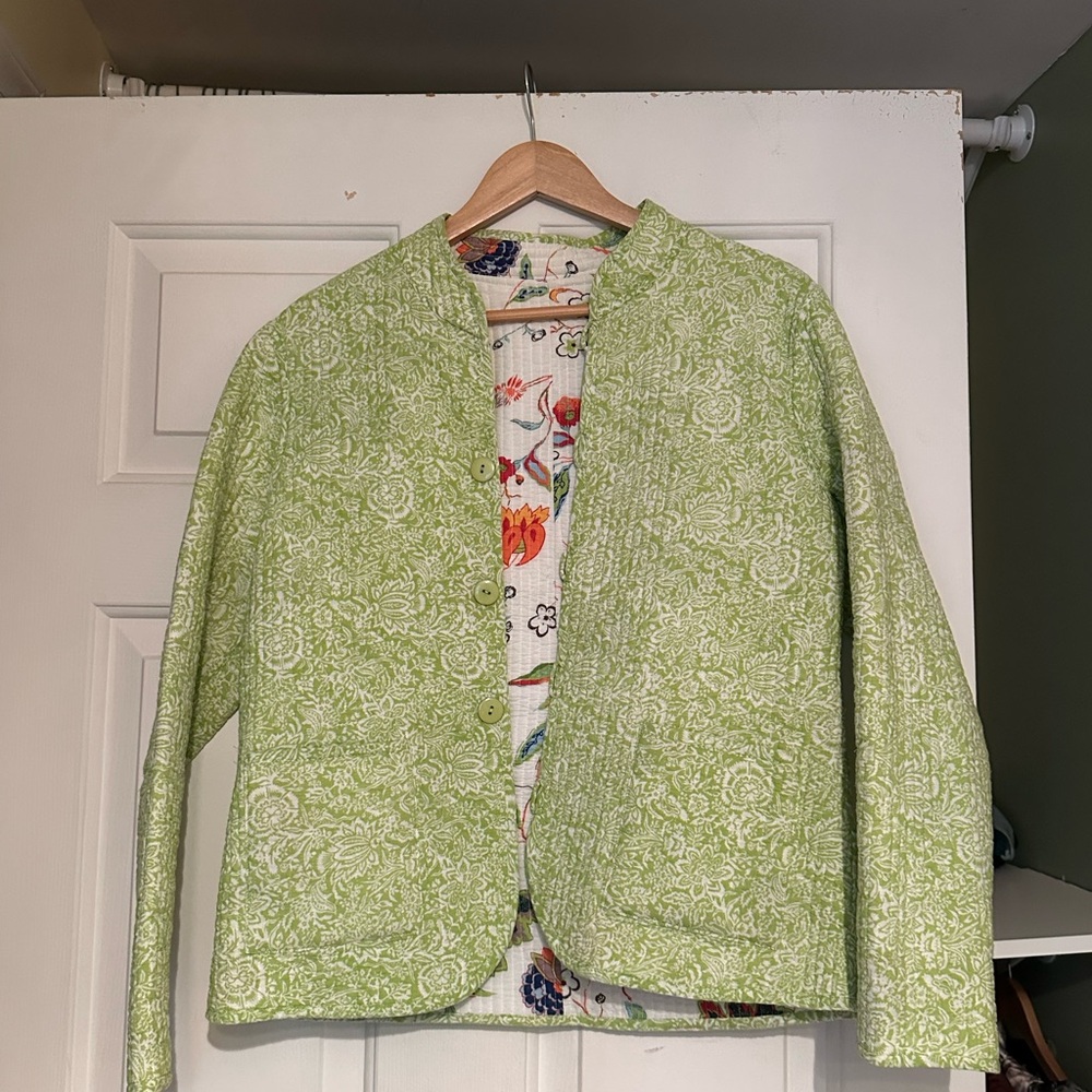 Floral Green Women's Quilted Jacket